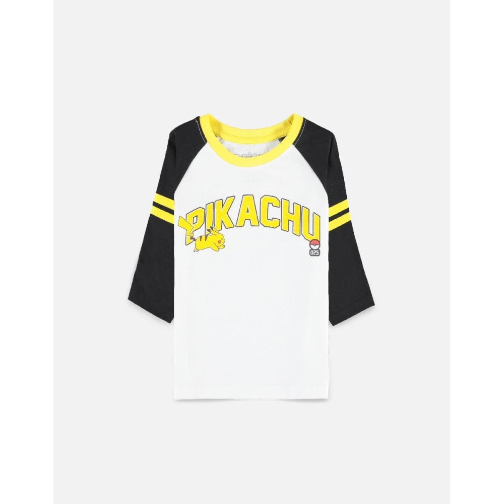 Pokémon - Running Pika Top à Manches Raglan Enfants - Blanc/Noir